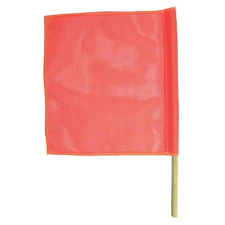 Handheld Warning Flag, Fluorescent Orange, Vinyl Mesh, 30 in Dowel