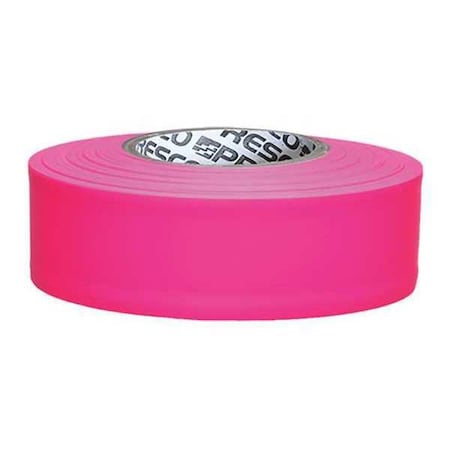 Flagging Tape, No Legend, Fluorescent Pink, 1 3/16 in Wide x 150 ft Length, Vinyl, 5 mil