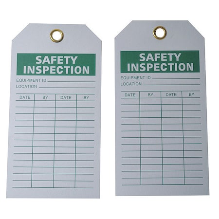 Tag, Safety, Polyester, 5 3/4 in H x 3 in W, White, Rectangle, 100 PK