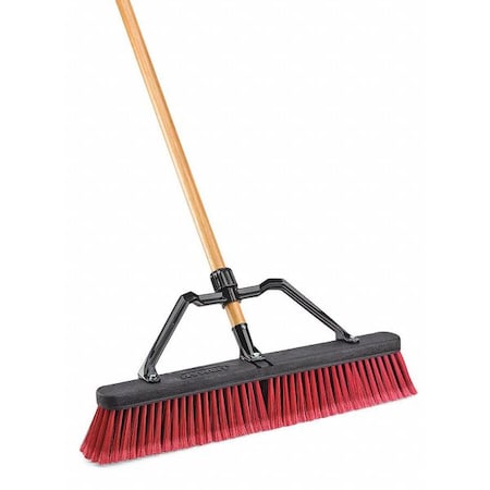 24 in Sweep Face Push Broom, Black, Red