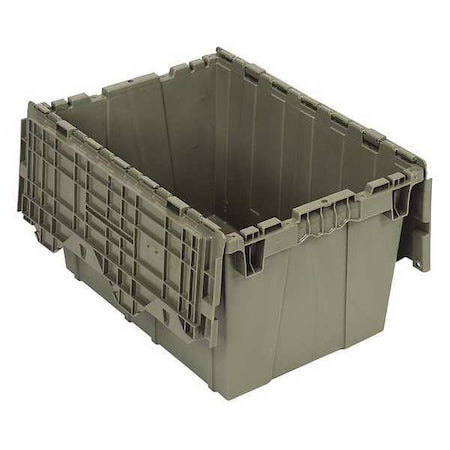 Attached Lid Container, 12.5 gal Volume Cap., 21 3/4 in L, 15 in W, 12 3/4 in H, Plastic, Gray