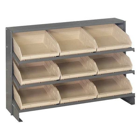 Steel Bench Pick Rack, 12 in D x 21 in H x 36 in W, 3 Shelves, Ivory