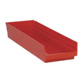 Shelf Storage Bin, Polypropylene, Red, 4 in H, 8 3/8 in W, 23 5/8 in L
