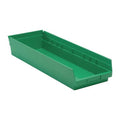 Shelf Storage Bin, Polypropylene, Green, 4 in H, 8 3/8 in W, 23 5/8 in L