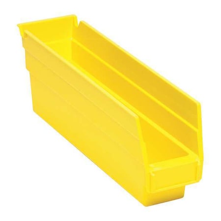 Shelf Storage Bin, Polypropylene, Yellow, 4 in H, 2 3/4 in W, 11 5/8 in L