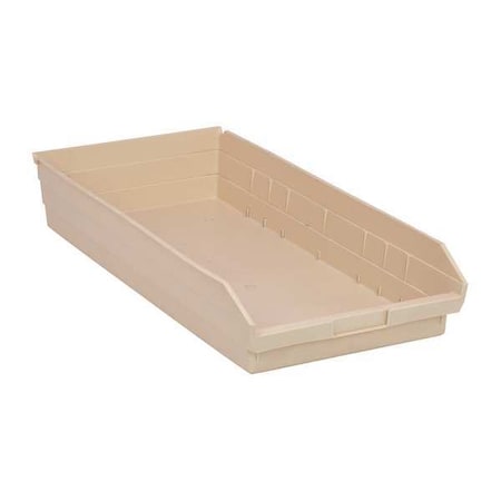 Shelf Storage Bin, Polypropylene, Ivory, 4 in H, 11 1/8 in W, 23 5/8 in L