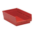 Shelf Storage Bin, Polypropylene, Red, 4 in H, 8 3/8 in W, 11 5/8 in L