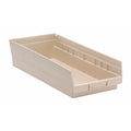 Shelf Storage Bin, Polypropylene, Ivory, 4 in H, 8 3/8 in W, 17 7/8 in L