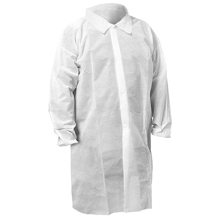 KleenGuard KGA10 Lab Coat, Spunbond, Snaps Closure, White, M, 50 PK