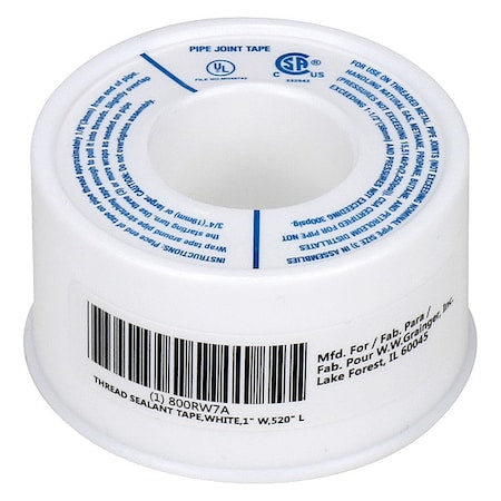 Thread Sealant Tape, White, 1" W, 520" L