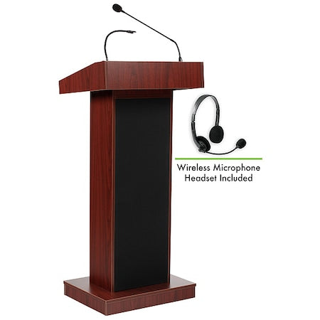 Orator Lectern with Wireless Headset Mic, Mahogany