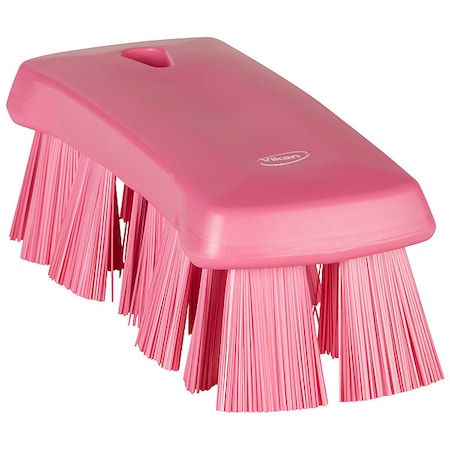 2 5/8 in W Scrub Brush, Stiff, 6 7/8 in L Handle, 6 7/8 in L Brush, Pink, Polypropylene