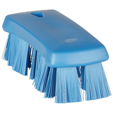 2 5/8 in W Scrub Brush, Stiff, 6 7/8 in L Handle, 6 7/8 in L Brush, Blue, Polypropylene