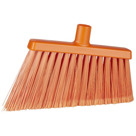 11 3/8 in Sweep Face Angle Broom, Soft, Synthetic, Orange