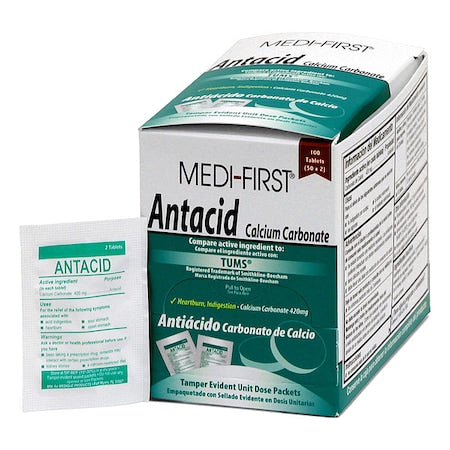 Antacids and Indigestion, Antacid Tablets, 420 mg., Mint, Wrapped Packets, PK100 (50PK of 2)