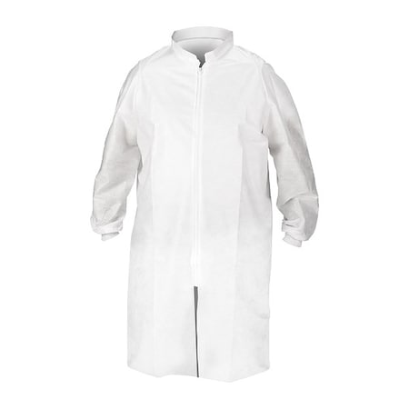 Kimtech A8 Lab Coat, SMS, Zipper Closure, White, 5XL/6XL, 20 PK