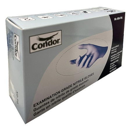 Disposable Gloves, Chemical-Resistant/Medical Grade, 4 mil, Nitrile, Powder-Free, 2XL, 100 PK, Blue