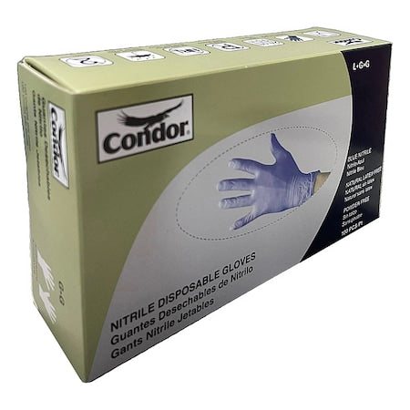 Disposable Gloves, Food-Grade/Gen Purpose, 4 mil, Nitrile, Powder-Free, L, 100 PK, Blue