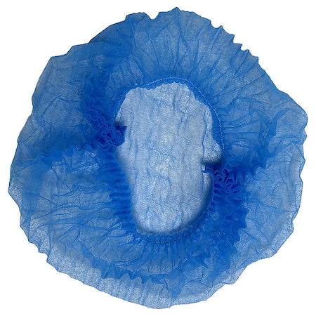 Bouffant Cap, Polypropylene, 19 in Dia., Blue, 1000 PK