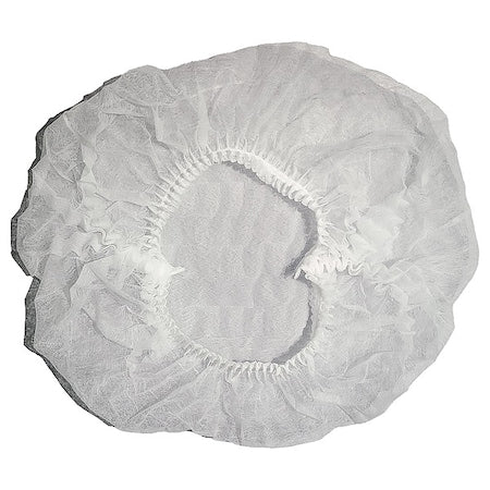 Bouffant Cap, Polypropylene, 21 in Dia., White, 1000 PK