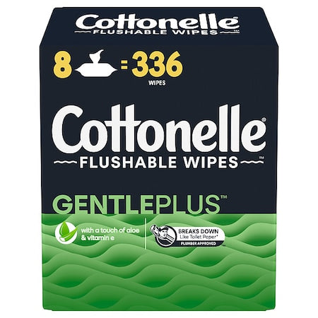 Body Wipes, GentlePlus, 7.25 in x 5 in Wipe, Soft Pack, 8 PK