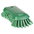 Scrub Brush, Stiff, 7 1/2 in L Handle, 9 1/8 in L Brush, Green, Polypropylene, 9 1/8 in L Overall