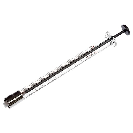 Chromatography Syringe, Borosilicate Glass, PTFE, 250 ul, Sterile, Removable, Kel-F, Metal Hub
