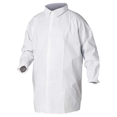 KleenGuard A40 Breathable Lab Coat, Microporous Film Laminate, Snaps Closure, White, S, 30 PK