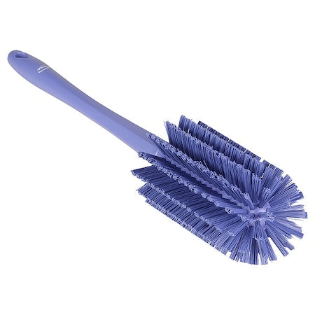 Bottle Brush, Medium, 10 1/4 in L Handle, 6 1/2 in L Brush, Purple, Polypropylene