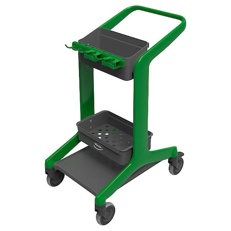 Janitorial Cart, Swivel, Green, PPP, 23.4 lb