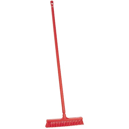 16 in Sweep Face Push Broom, Soft/Stiff Combination, Red