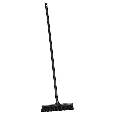 16 in Sweep Face Push Broom, Soft/Stiff Combination, Black