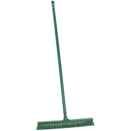 24 in Sweep Face Push Broom, Soft/Stiff Combination, Green