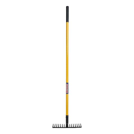 16-1/8 in Steel Not Applicable Garden Level Head Rake, 16 Tines, 61 in L Fiberglass Handle