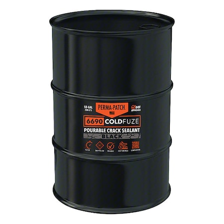 Crack Filler, Drum, Black, 4, 400 Linear ft for Cracks 1/2'' Width and 1/2'' Deep Coverage