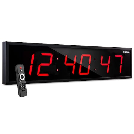 Digital Clock,LED,Rectangle,72"" W,Red