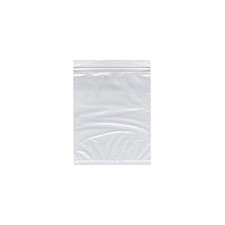 Reclosable Bag, Zip Seal, 8 in L, 5 in W, 2 mil Thick, Low Density Polyethylene (LDPE), Clear