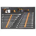 44 Piece 90T SAE/Metric Combination Ratcheting Wrench & Long Arm Hex Key Set with Foam Storage Tray