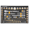83 Piece 1/4", 3/8", & 1/2" 90-Tooth SAE/Metric Mechanics Tool Set with Foam Storage Tray