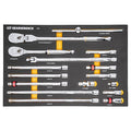 16 Piece 1/2" 90-Tooth Ratchet & Drive Tool Set with Foam Storage Tray