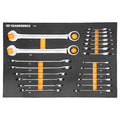 21 Piece 72-Tooth 12 Point SAE Standard & Stubby Combination Ratcheting Wrench Set w/ Storage Tray