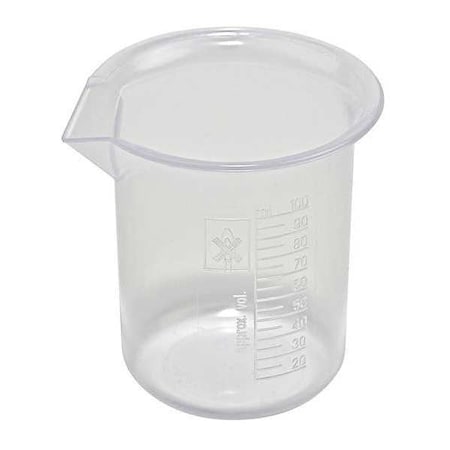 Beaker, Polypropylene, Low Form, 100 mL / 3.38 fl oz Capacity, Not Rated Not Applicable, 12 PK