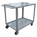 Utility Cart with Lipped & Flush Metal Shelves, Steel, 1, 200 lb Load Capacity, 2 Shelves, 42 in L