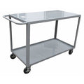 Utility Cart with Lipped & Flush Metal Shelves, Steel, 1, 200 lb Load Capacity, 2 Shelves, 54 in L