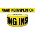 Barricade Tape, Awaiting Inspection, Yellow, 3 in Wide x 1, 000 ft Length, Polyethylene, 4 mil