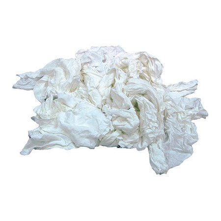 Recycled Cotton T-shirt Cloth Rag 25 lb. Varies, White, 200PK