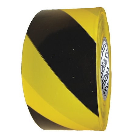 Barricade Tape, No Legend, Black/Yellow, 3 in Wide x 200 ft Length, Polyethylene, 4 mil