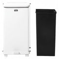 Defender 25 gal Square Step-On Can, White, Foot Pedal, Steel, 19 in