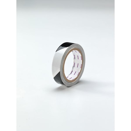 Floor Marking Tape, vinyl, Striped, Black, White, 1 in W., 5 mil Thickness