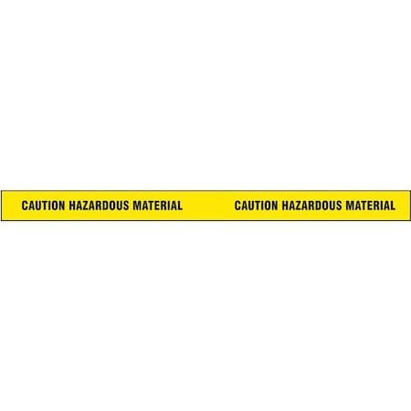 Barricade Tape, Caution Hazardous Material, Yellow, 2 in Wide x 180 ft Length, Vinyl, 4 mil